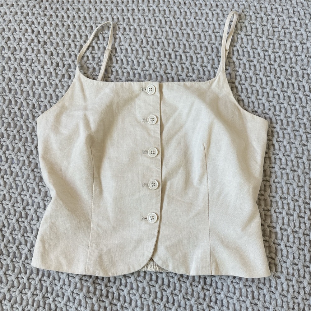 a new day Cream Button-Up Camisole